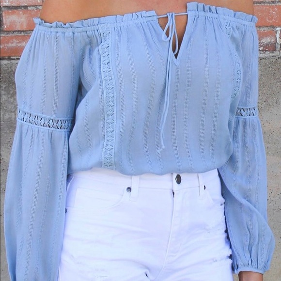 The Impeccable Pig Tops - Off The Shoulder Long Sleeve Crop Top